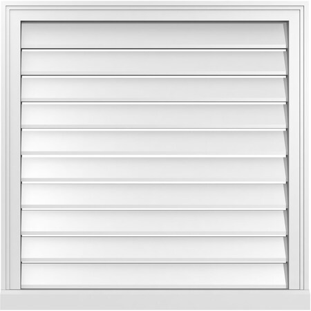 Ekena Millwork Vertical Surface Mount PVC Gable Vent: Functional, w/ 2"W x 2"P Brickmould Sill Frame, 32"W x 32"H GVPVE32X3203SF